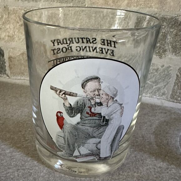 Norman Rockwell Saturday Evening Post Glass Tumbler Glassware Collection Set 2 - Picture 2 of 4